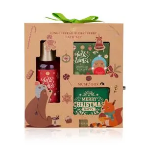 Accentra Accentra Hello Winter Gingerbread & Cranberry Bath Set + Boîte à Musique