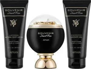 Afnan Souvenir Desert Rose U Eau de Parfum 100 ml + Lotion pour le corps 100 ml + Gel douche
