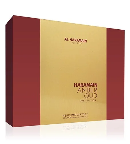 Amber Oud Ruby Edition coffret cadeau unisexe eau de parfum 75 ml + eau de parfum 30 ml + déodorant spray 200 ml