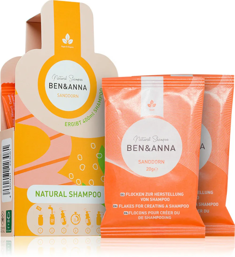 Ben & Anna Shampooing en poudre (2×20 g) - Argousier - régénère et apaise