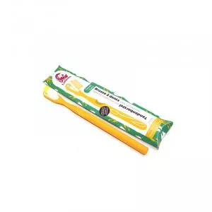 Lamazuna Brosse à dents en bioplastique avec tête remplaçable, souple, jaune