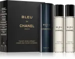 Bleu de Chanel vaporisateur de poche rechargeable 20 ml + 2 recharges de parfum pour homme