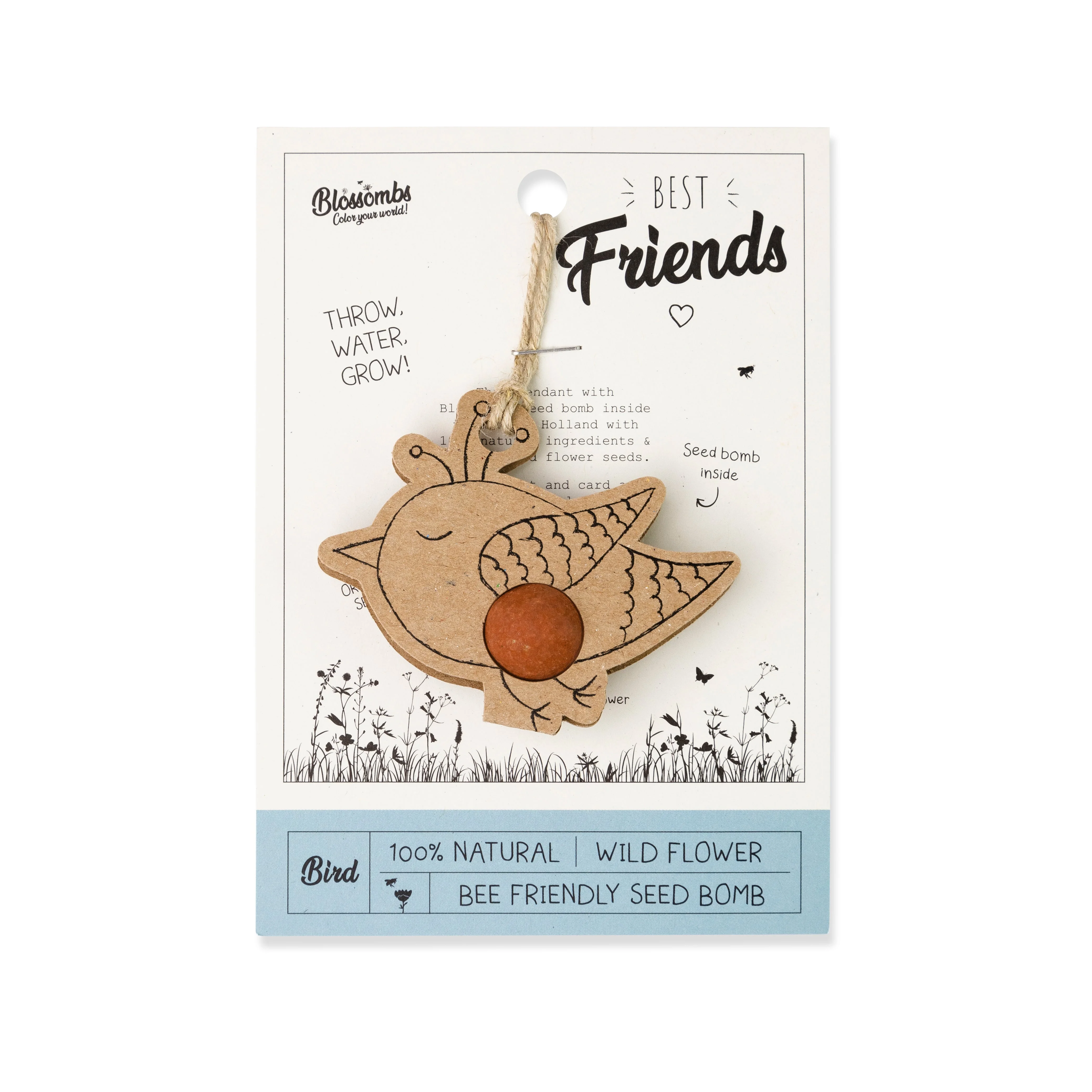 Blossombs Bombe à graines - Décoration cadeau « Meilleurs amis » - Oiseau (1 pièce)