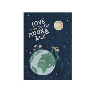 Blossombs Bombe à graines - Carte-cadeau - Je t'aime jusqu'à la lune et retour (1 pièce) - cadeau d'amour original