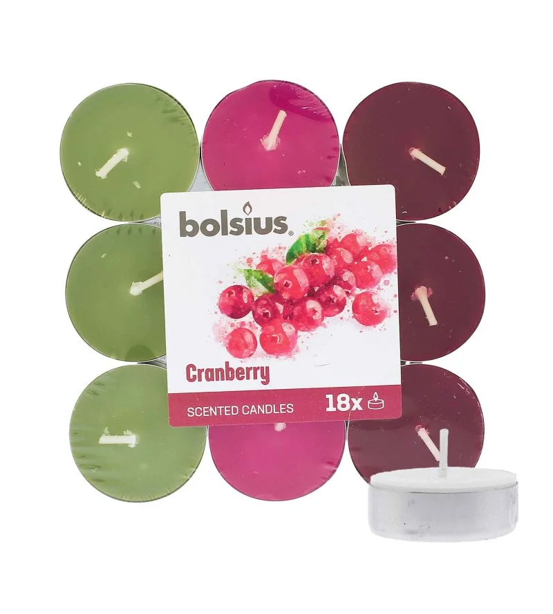 Scented Tealights Cranberry bougies chauffe-plat 4 h 18 pièces