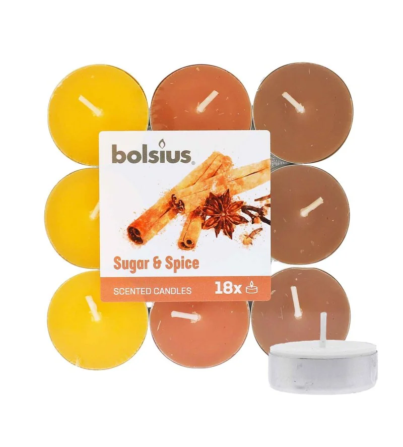 Scented Tealights Sugar & Spice 4h bougie chauffe-plat 18 pièces