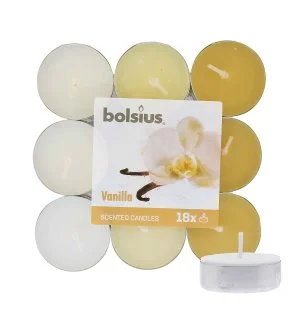 Bolsius Bougies chauffe-plat parfumées Vanille 4 h 18 pièces