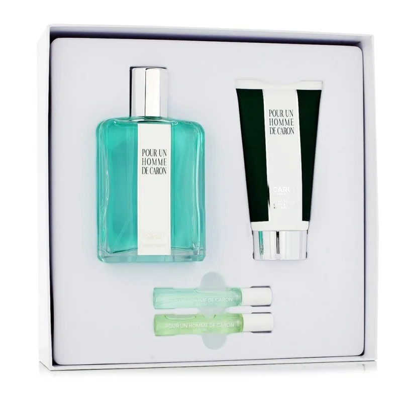 Pour un Homme de Caron Eau de Toilette 125 ml + Gel Douche 75 ml + Eau de Toilette Mini Le Matin 5 ml + Mini Le Soir Eau de Parfum