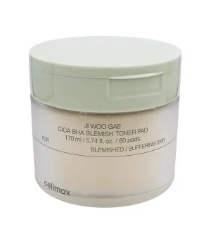 Celimax Ji Woo Gae Cica BHA Blemish Toner Pad disques exfoliants apaisants avec BHA, LHA et PHA 60 pièces