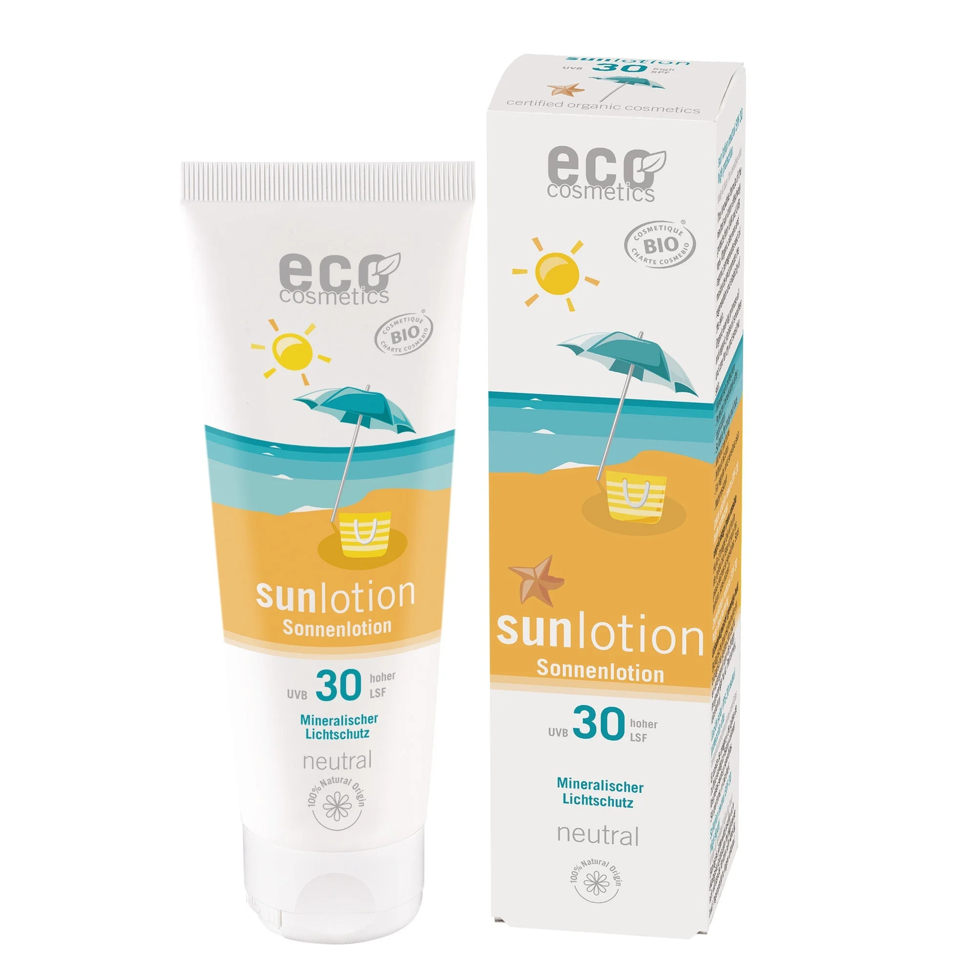 Eco Cosmetics Lait solaire Neutral sans parfum SPF 30 BIO (125 ml) - à l'oxyde de zinc