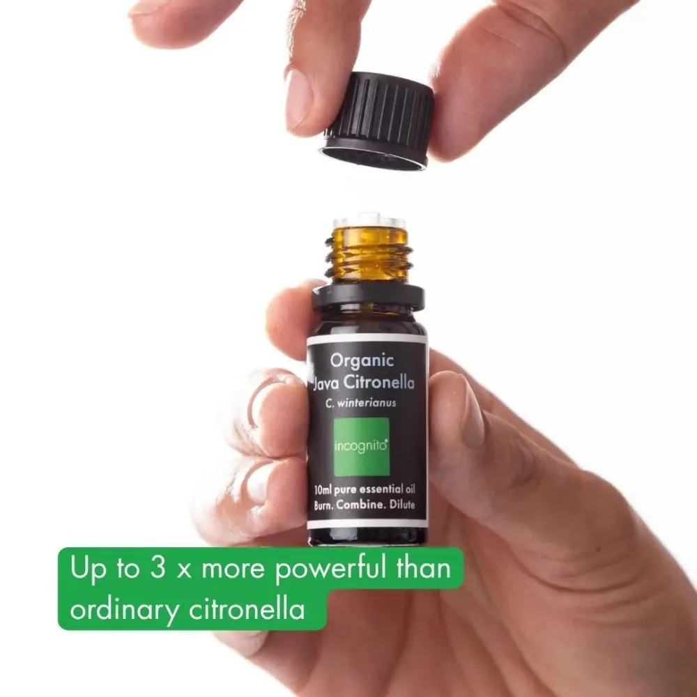 Incognito Huile essentielle de citronnelle BIO (10 ml) - ne sent pas les insectes difficiles