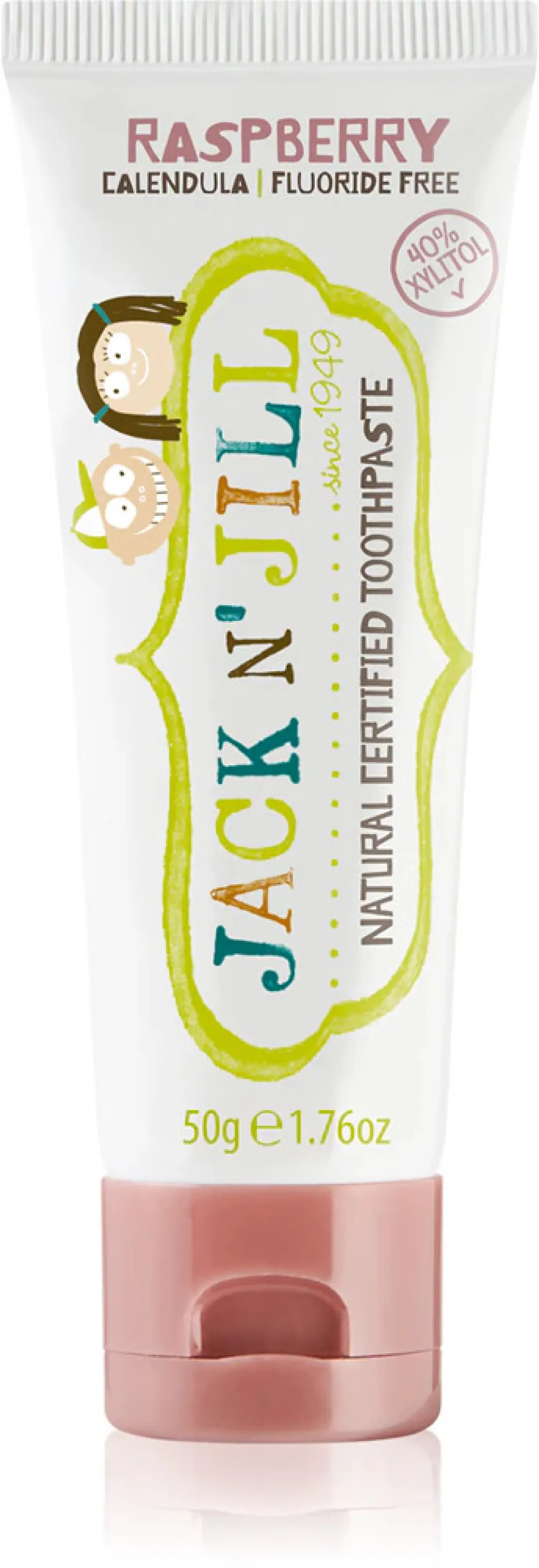 Jack n Jill Dentifrice pour enfants - fraise BIO (50 g) - sans fluor, à l'extrait de calendula biologique
