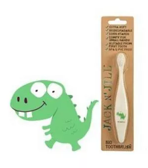 Jack n Jill Brosse à dents pour enfants Dino - en amidon de maïs