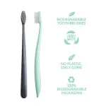 Jack n Jill NFco. Set de brosses à dents SOFT - gris menthe (2 pièces) - fabriqué à partir d'amidon de maïs sans OGM