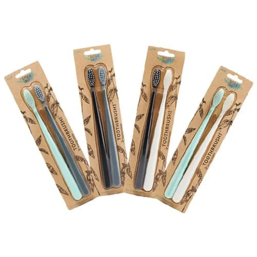 Jack n Jill NFco. Set de brosses à dents SOFT - gris menthe (2 pièces) - fabriqué à partir d'amidon de maïs sans OGM
