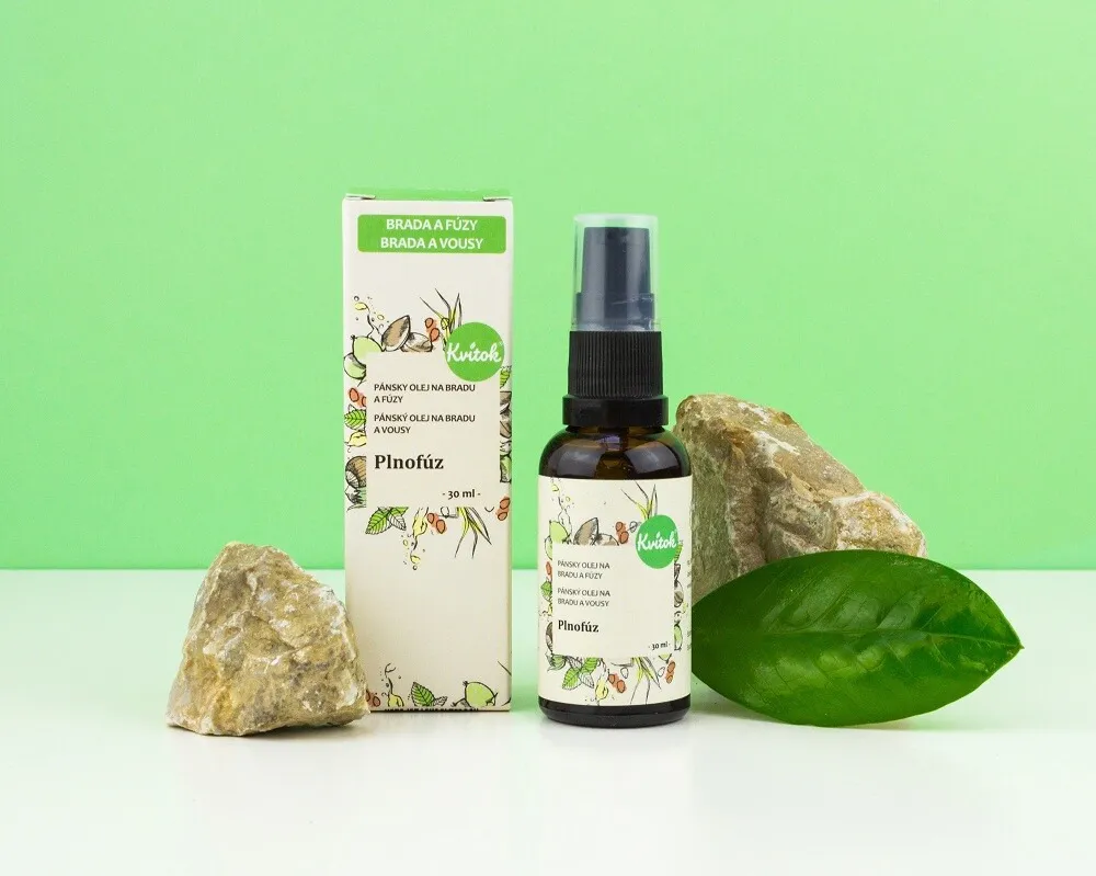 Kvitok Huile de traitement de la barbe et du menton Plnovous (30 ml) - au parfum frais