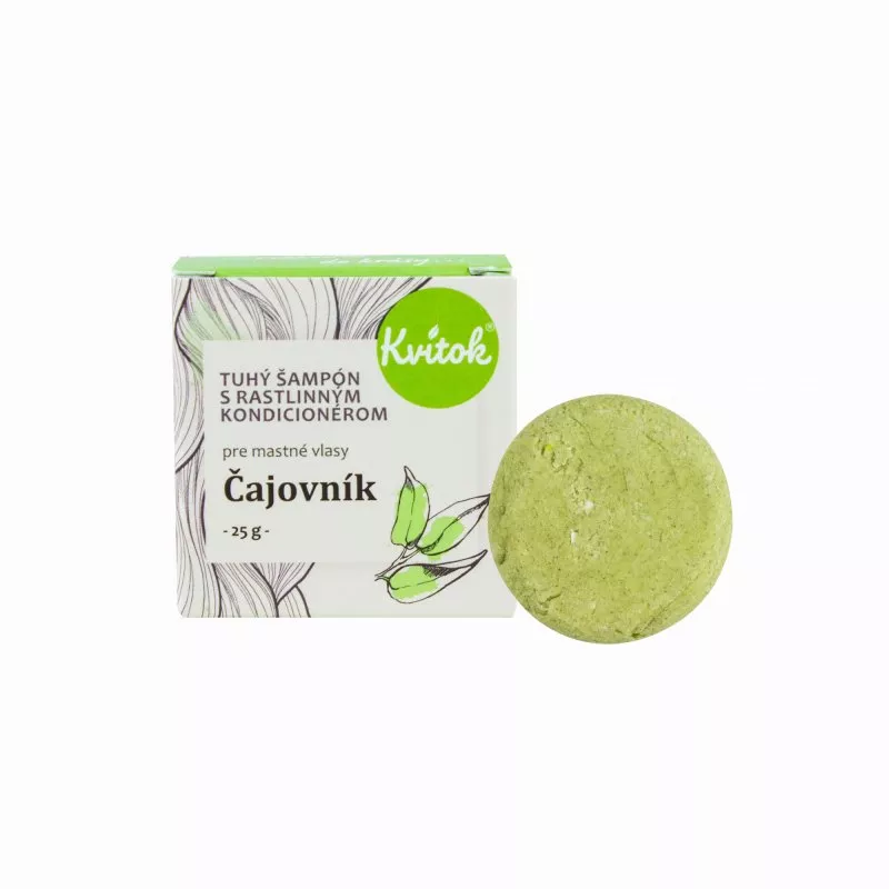 Kvitok Shampooing solide avec conditionneur pour cheveux gras Tea tree (25 g) - avec kératine végétale