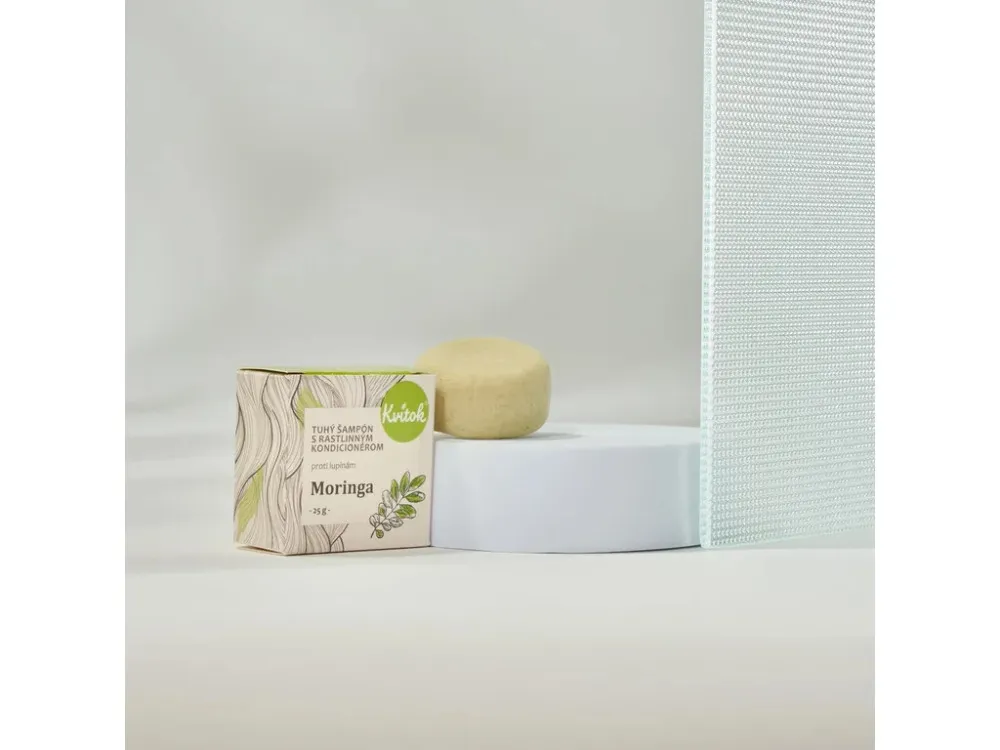 Kvitok Shampooing solide avec conditionneur antipelliculaire Moringa (25 g) - cheveux brillants et sans pellicules