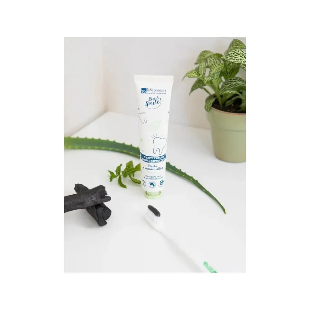 laSaponaria Dentifrice blanchissant WonderWhite - menthe et charbon actif BIO (75 ml)