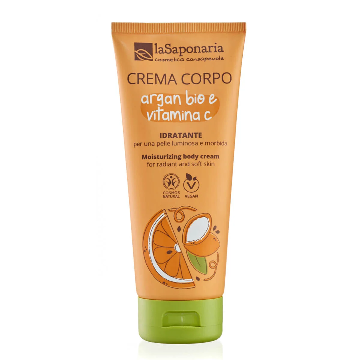 laSaponaria Crème corporelle hydratante à l'huile d'argan BIO et à la vitamine C 200 ml - pour une peau radieuse et douce