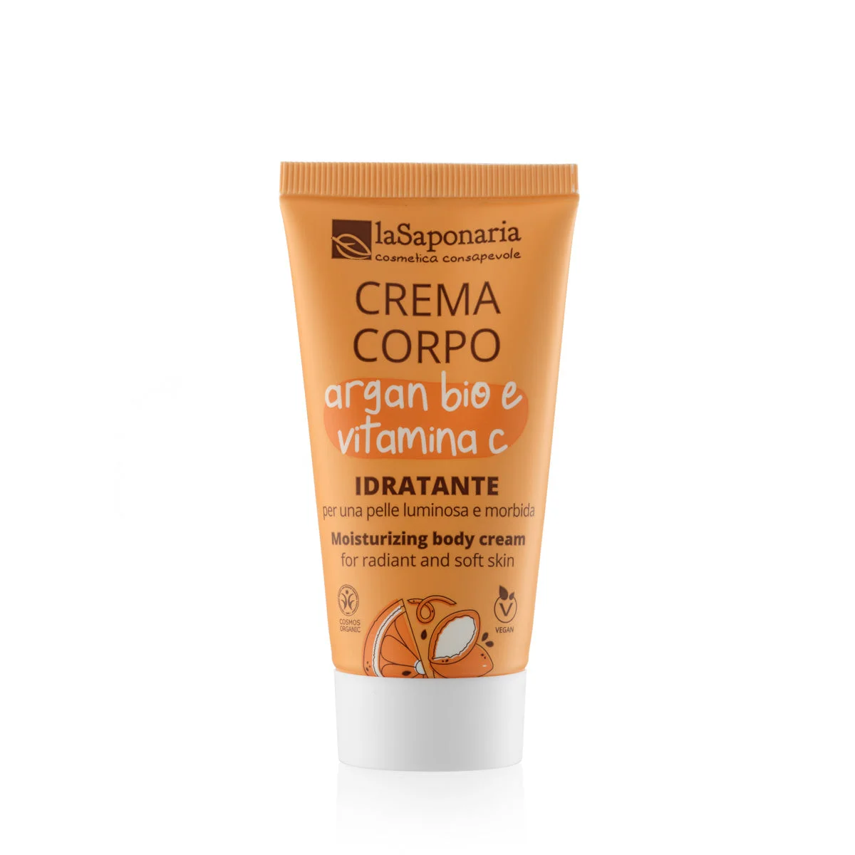 laSaponaria Crème corporelle hydratante à l'huile d'argan BIO et à la vitamine C 200 ml - pour une peau radieuse et douce