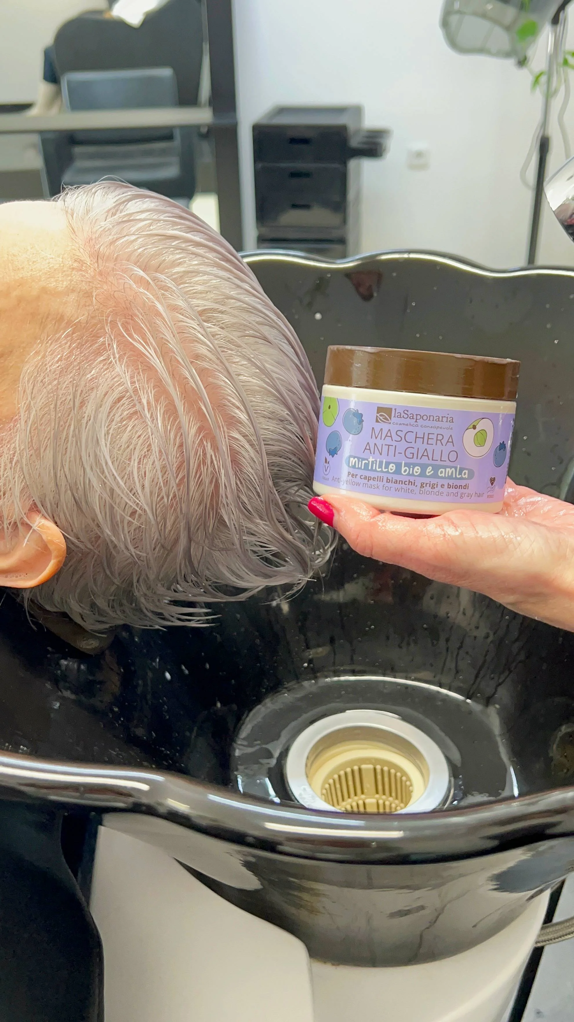laSaponaria Masque No Yellow pour cheveux gris à l'amla et à la myrtille (200 ml) - neutralise les reflets jaunes