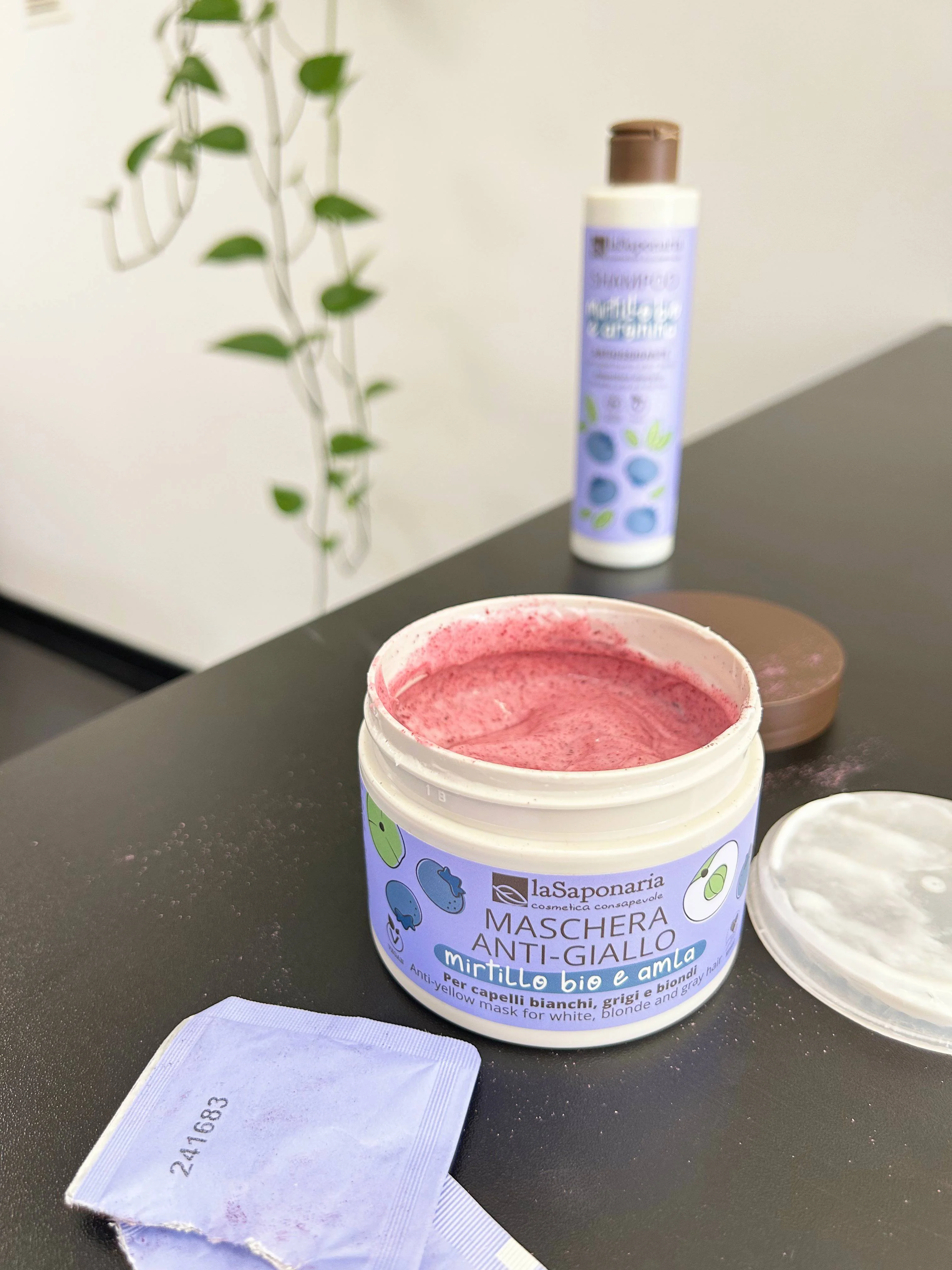 laSaponaria Masque No Yellow pour cheveux gris à l'amla et à la myrtille (200 ml) - neutralise les reflets jaunes