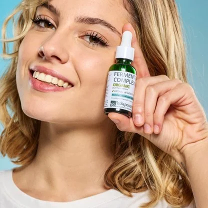 laSaponaria Sérum visage - Complexe fermenté BIO (30 ml) - pour une peau plus élastique, plus éclatante et plus lisse