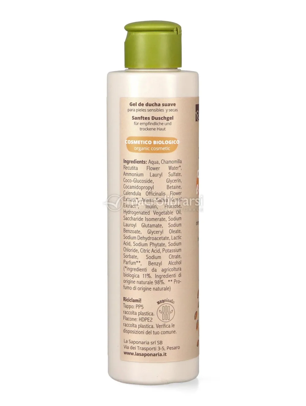 laSaponaria Lait de douche à l'avoine BIO et aux prébiotiques pour peaux sensibles (200 ml) - au calendula et à la camomille
