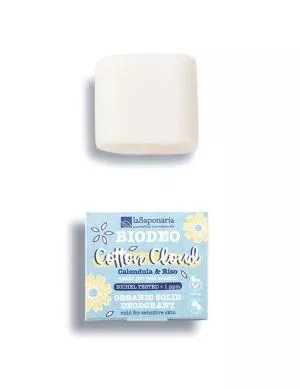 laSaponaria Déodorant solide Cotton Cloud BIO (40 g) - sans parfum et sans bicarbonate de soude