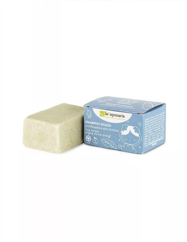 laSaponaria Shampooing solide nettoyant antipelliculaire (50 g) - emballé dans un carton recyclé