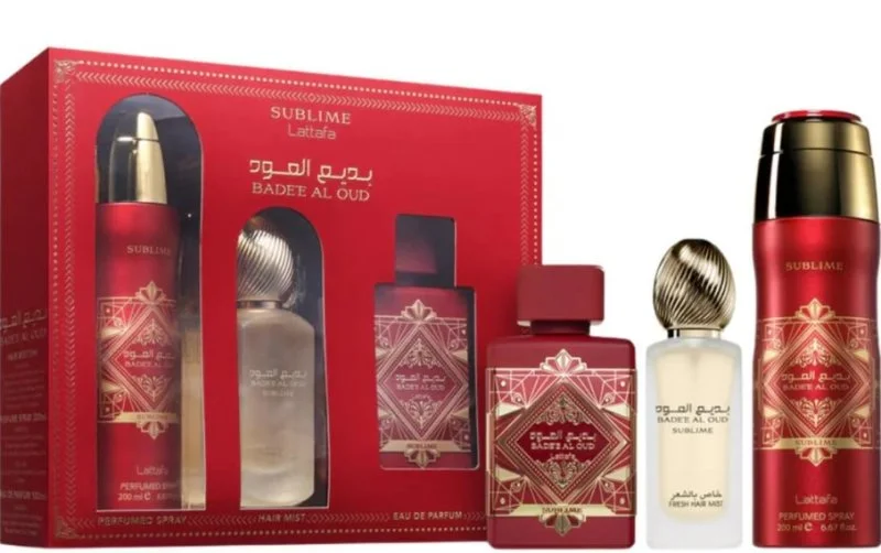 Coffret cadeau Badee Al Oud Sublime - Eau de parfum 100 ml + Vaporisateur parfumé 200 ml + Brume capillaire 50 ml