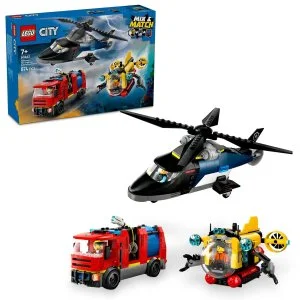 LEGO® City 60462 Remix : Hélicoptère, camion de pompiers et sous-marin