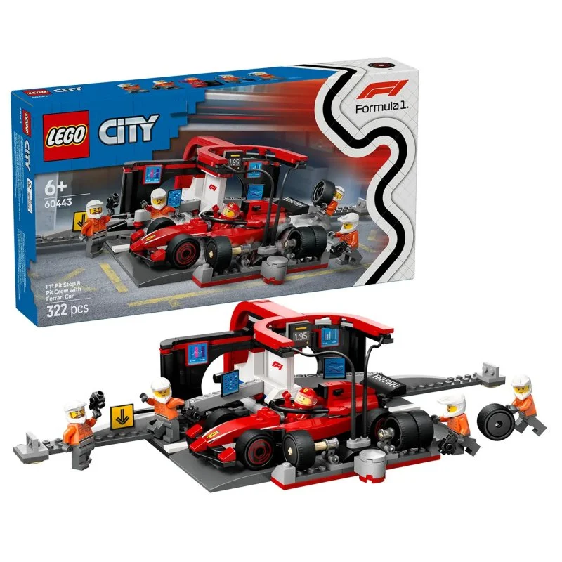 City 60443 Arrêt au stand F1® et personnel avec voiture Ferrari
