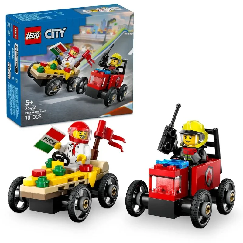 City 60458 Pack de course : Livraison de pizza vs camion de pompiers