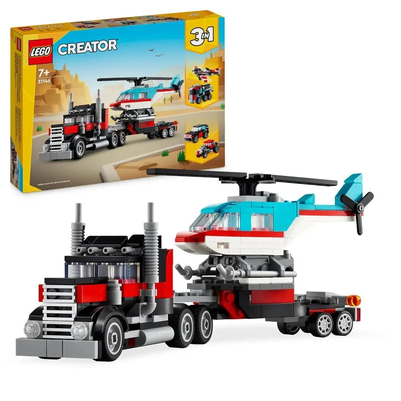 Creator 3-en-1 31146 Camion plateau et hélicoptère