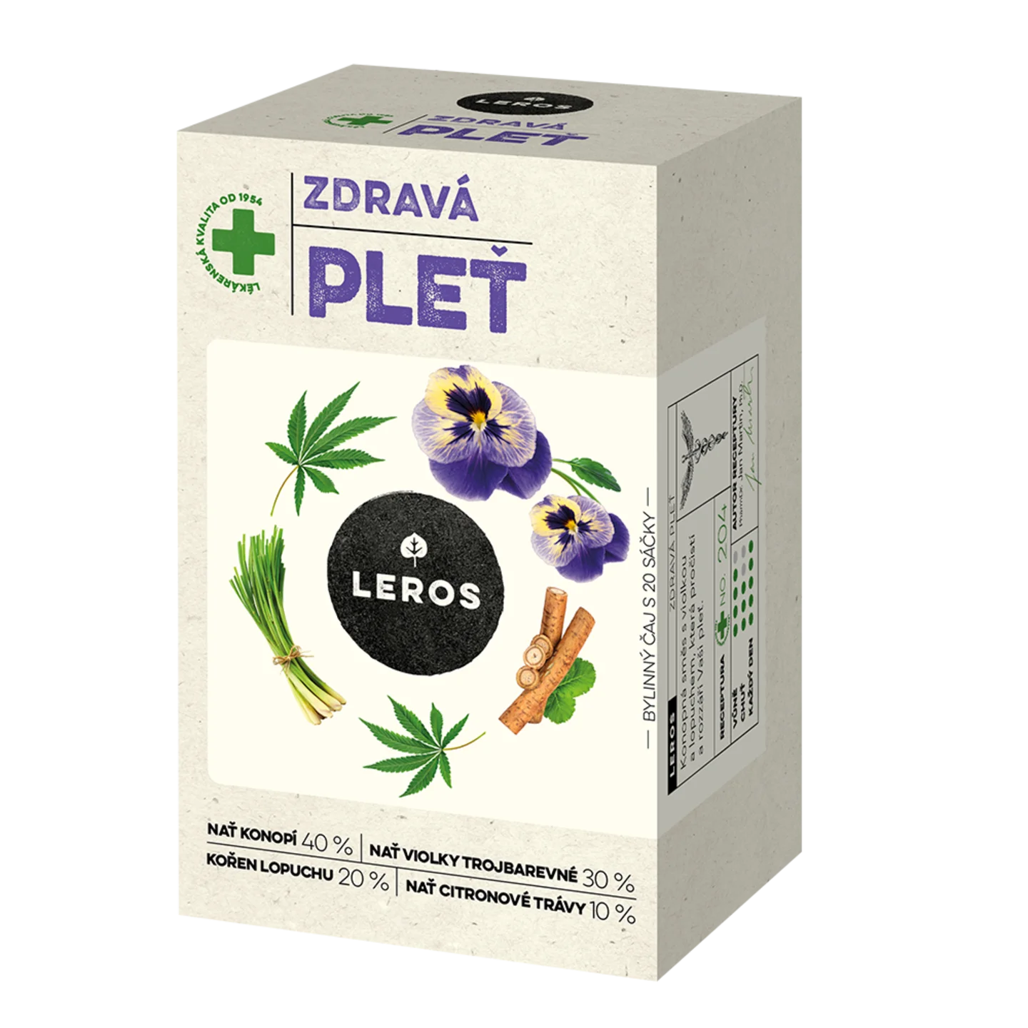 LEROS Tisane Peau saine - sachets d’infusion (20 x 1,5 g) - purifie et illumine le teint