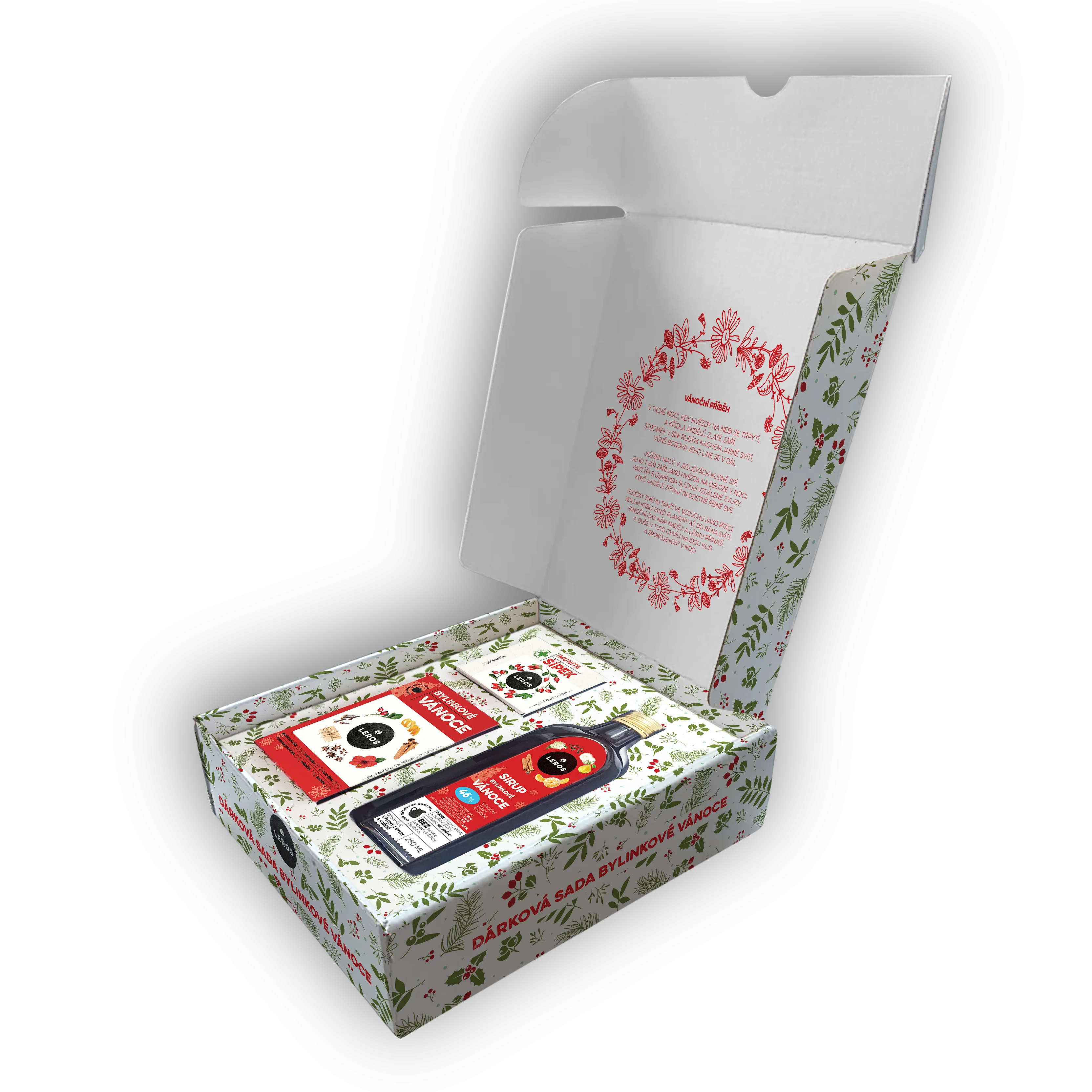LEROS Coffret cadeau (3 pièces) - Noël aux plantes - sirop aux plantes et 2 types de thés