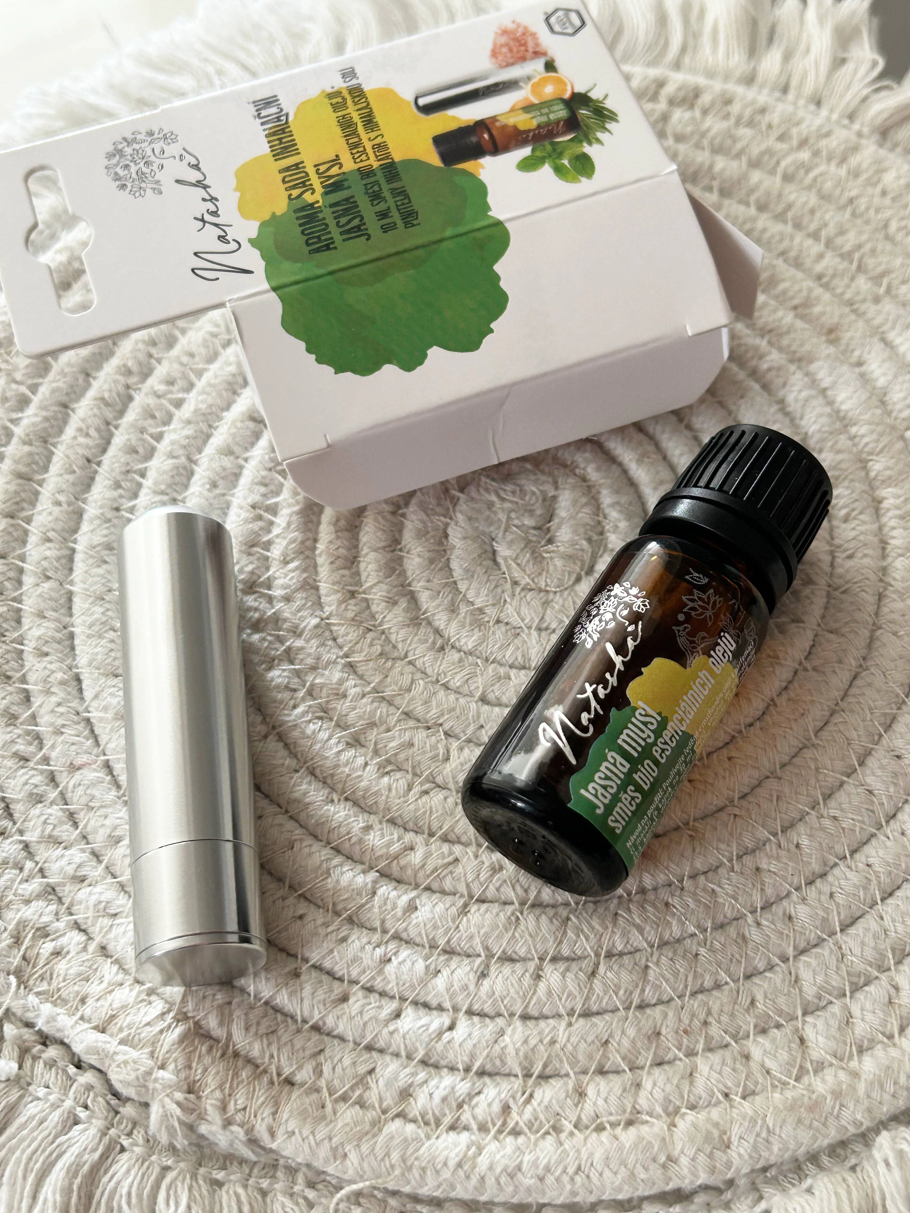 Natasha Coffret d’aromathérapie avec inhalateur - Esprit clair - orange fraîche, menthe poivrée et romarin