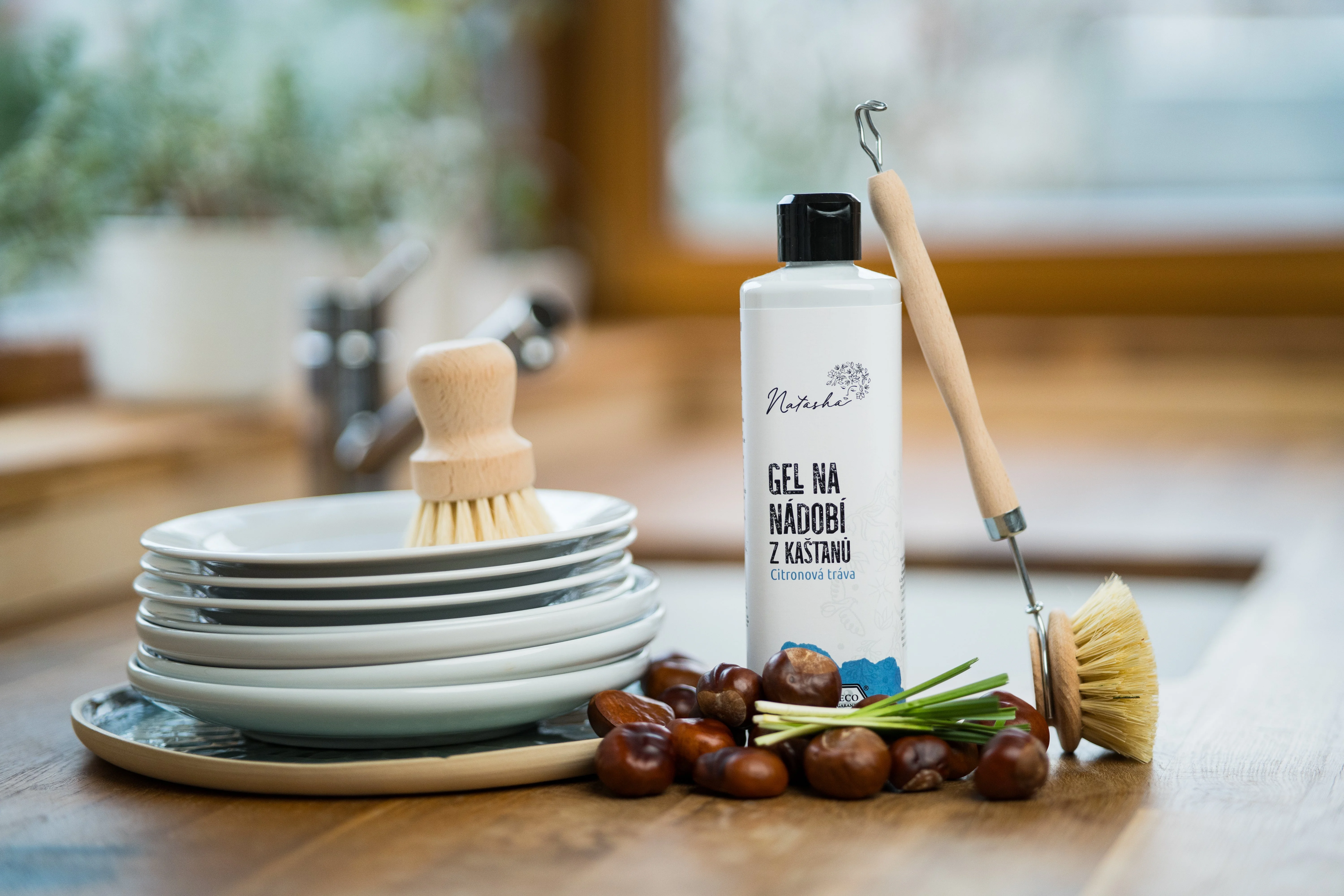 Natasha Gel vaisselle aux marrons d'Inde Citronnelle 3 l - redoutable contre la graisse, respectueux de la peau