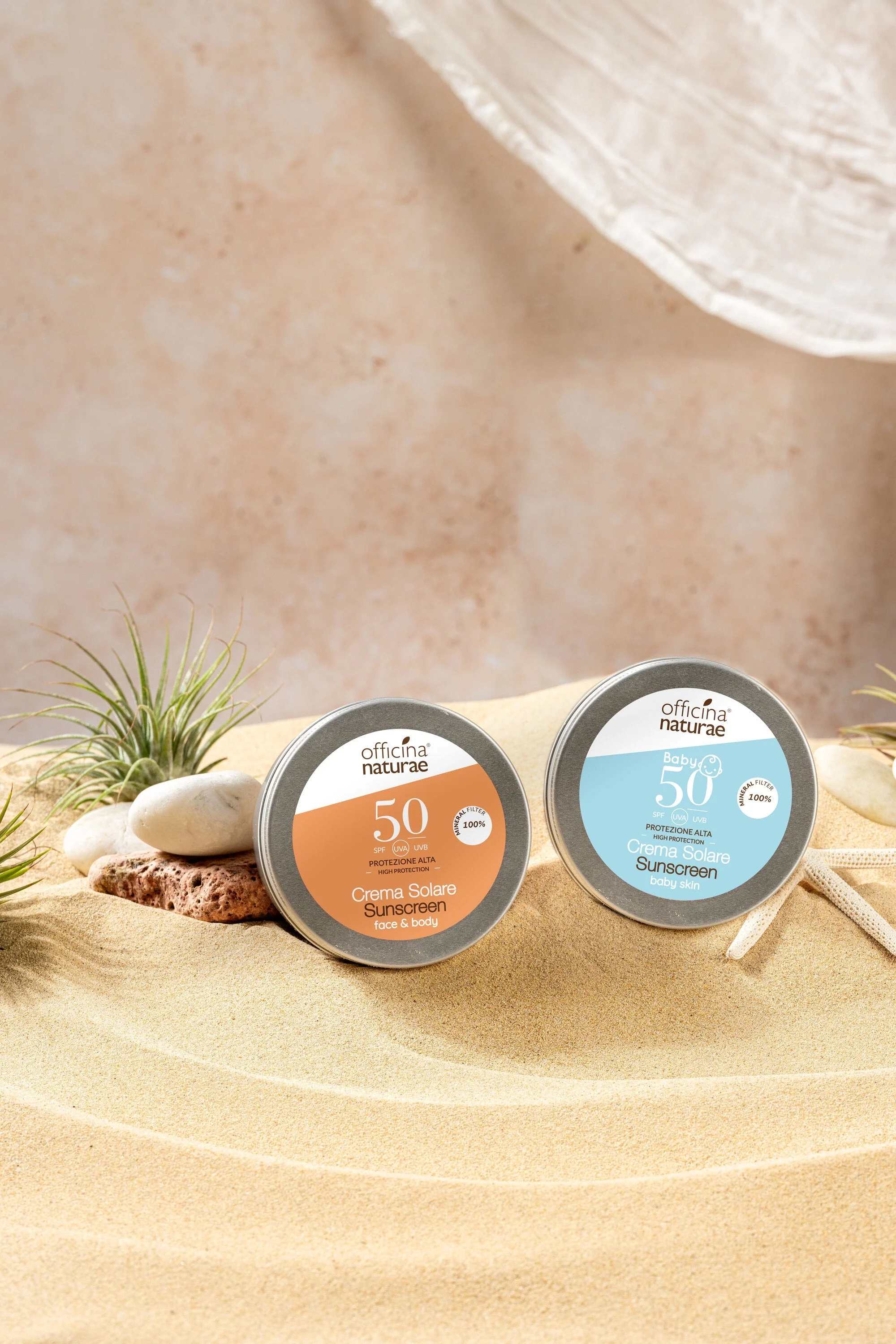 Officina Naturae Crème solaire SPF 50 pour enfants et peaux sensibles en boîte métallique (75 ml) - sans parfum