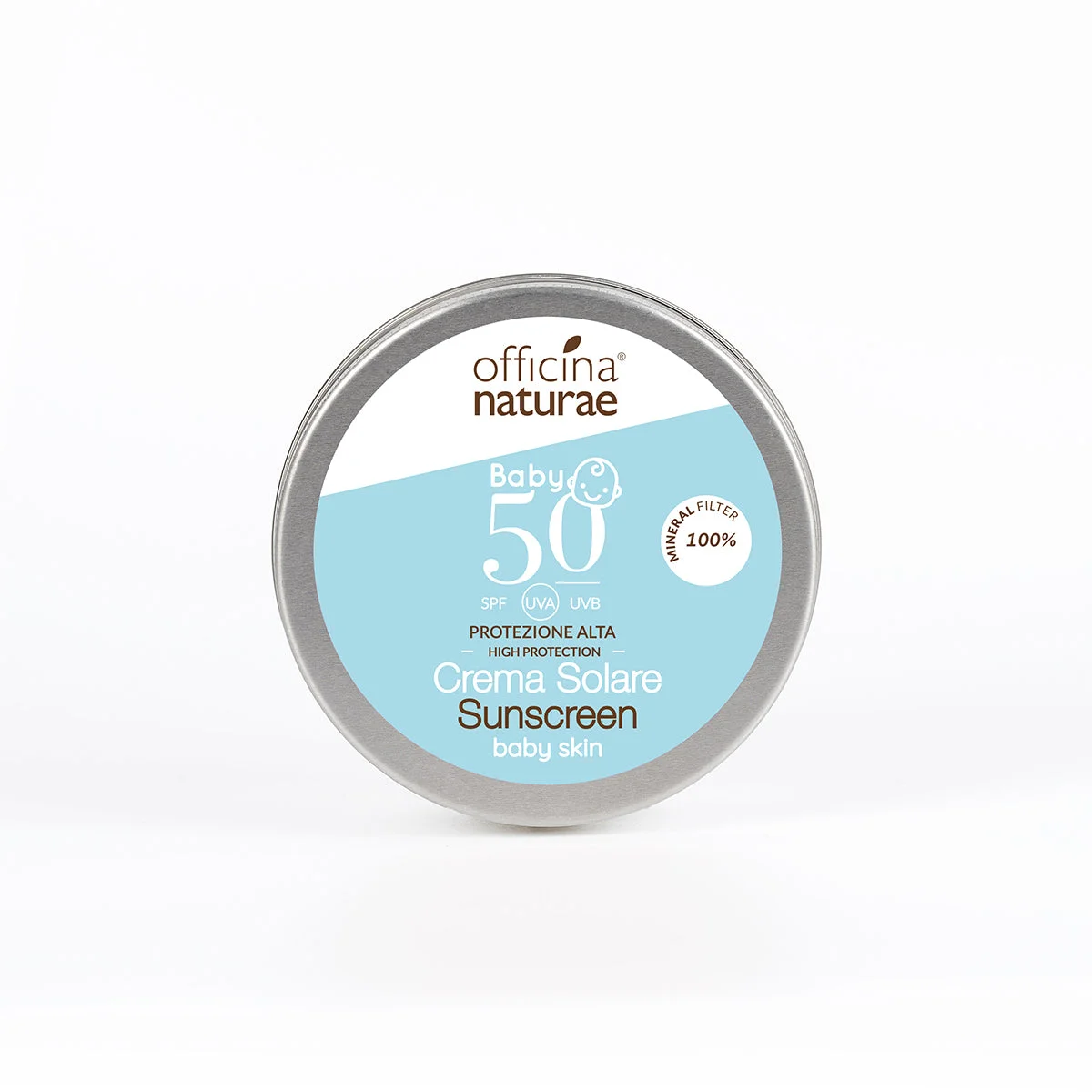 Officina Naturae Crème solaire SPF 50 pour enfants et peaux sensibles en boîte métallique (75 ml) - sans parfum