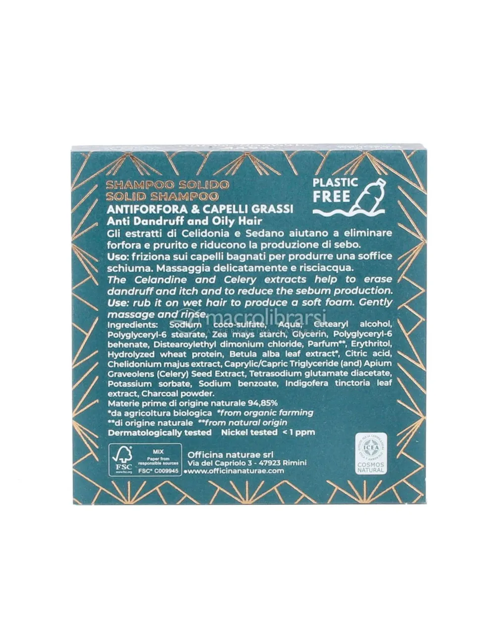 Officina Naturae Shampooing antipelliculaire solide pour hommes, pour cheveux gras N°02 (50 g)