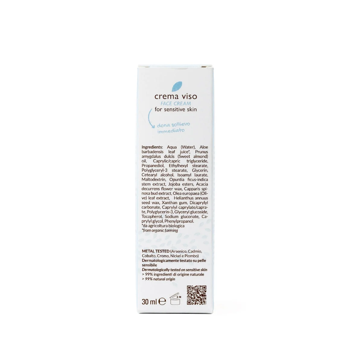 Officina Naturae Crème visage pour peaux sensibles (30 ml) - apaise les peaux réactives