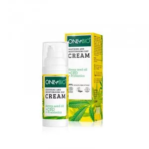 OnlyBio Crème de jour apaisante pour les peaux sensibles au chanvre et au CBD (50 ml)