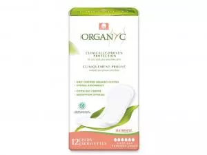 Organyc Coussinets de maternité post-partum (12 pcs) - 100% coton biologique, 6 gouttes