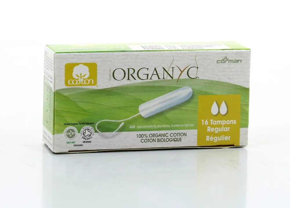Organyc Tampons réguliers (16 pcs) - 100% coton biologique, 2 gouttes