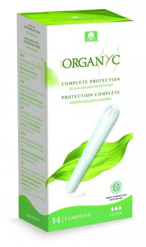 Organyc Tampons avec applicateur Super (14 pcs) - 100% coton bio, 3 gouttes