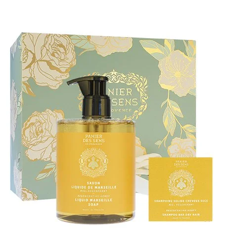 Regenerating Honey coffret cadeau savon liquide + shampooing solide pour cheveux secs 75 g 500 ml