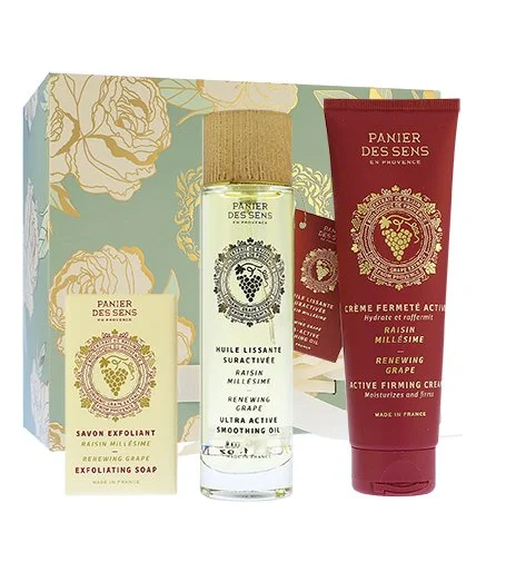 Renewing Grape coffret cadeau savon exfoliant 150 g + huile sèche pour le corps 100 ml + crème raffermissante pour le corps